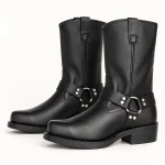 Bottes homme noires avec bride harnais et bout carré élégantes