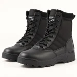Bottes homme noires à lacets de style militaire en cuir