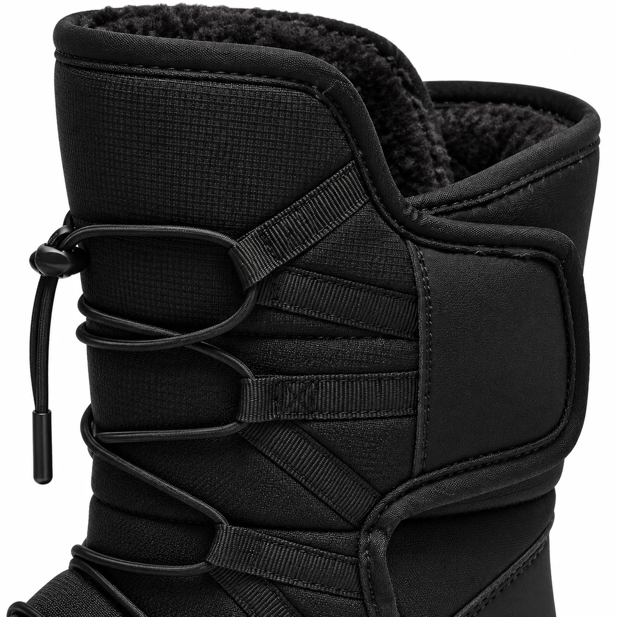 Paire de bottes homme noires fourrées à cordon confortables pour froid