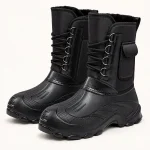 Bottes homme noires fourrées à lacets avec tige matelassée pour hiver