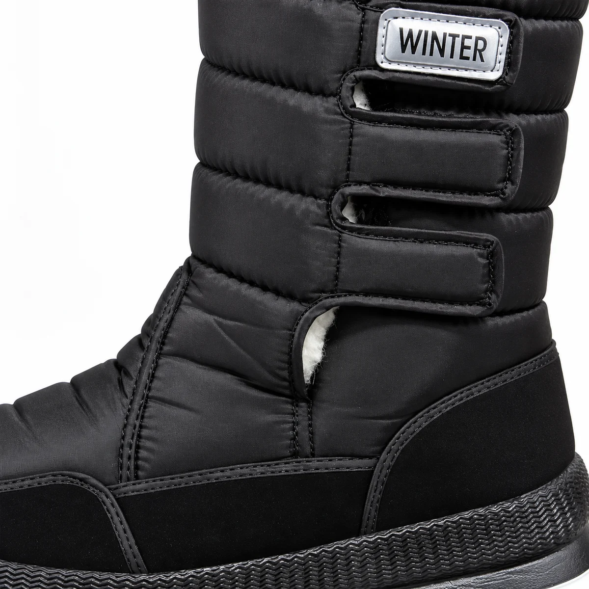 Chaussures homme fourrées noires avec système de fermeture à scratchs