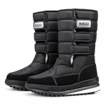 Bottes homme noires fourrées avec deux scratchs pour confort et style