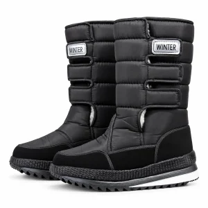 Bottes homme noires fourrées avec deux scratchs pour confort et style