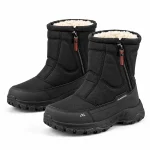 Bottes homme noires fourrées à zip avec tige matelassée élégante