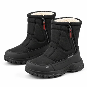 Bottes homme noires fourrées à zip avec tige matelassée élégante