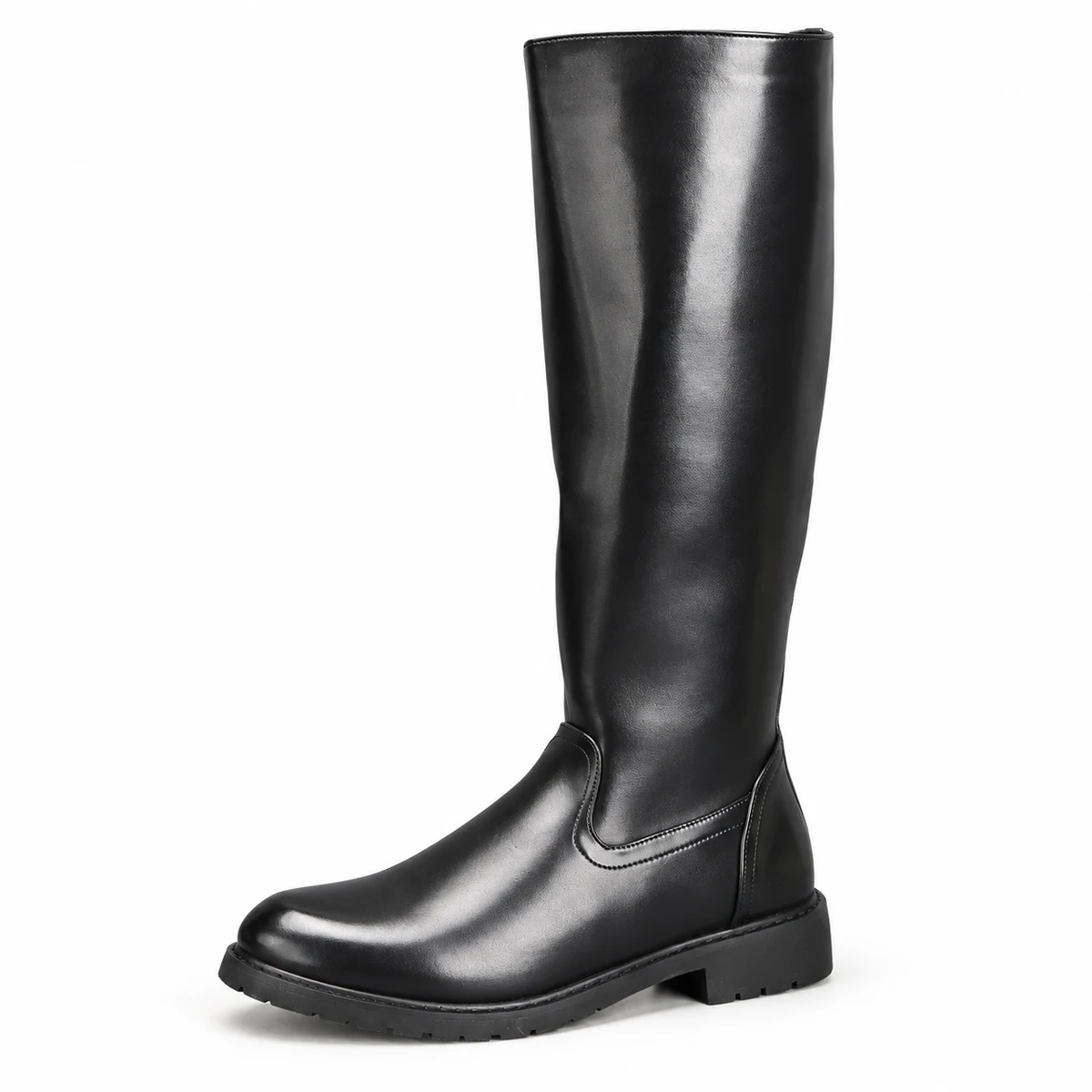 Bottes masculines noires avec zipper et talon modéré pour style urbain