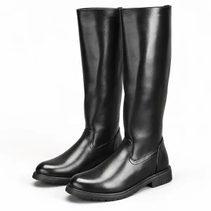 Bottes homme noires hautes à zip avec talon bas élégantes