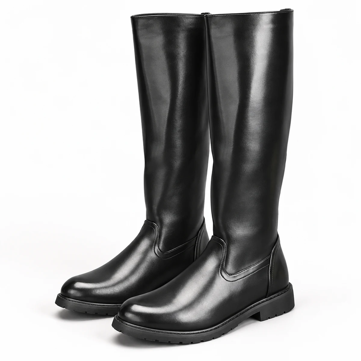 Bottes homme noires hautes à zip avec talon bas élégantes
