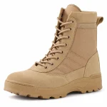 Bottes homme sable à lacets de style militaire en cuir robuste