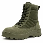 Bottes homme vert militaire à lacets en cuir robustes