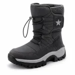 Bottes mixtes grises fourrées avec motif étoile pour femme