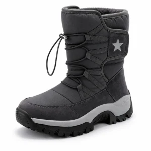 Bottes mixtes grises fourrées avec motif étoile pour femme