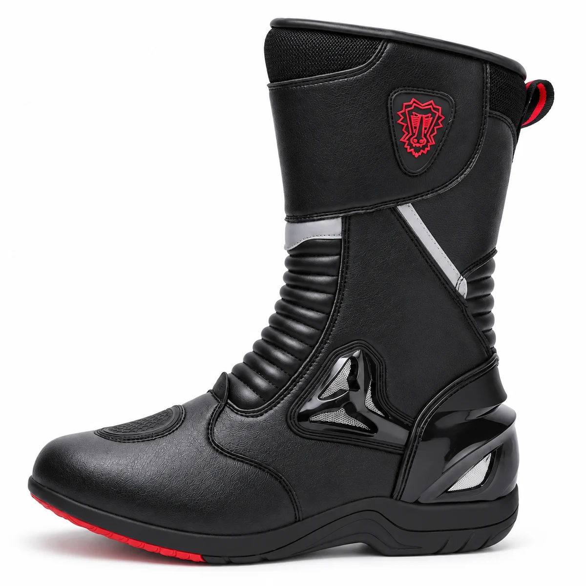 Bottes à la mode noires en cuir avec détails rouges pour un style urbain