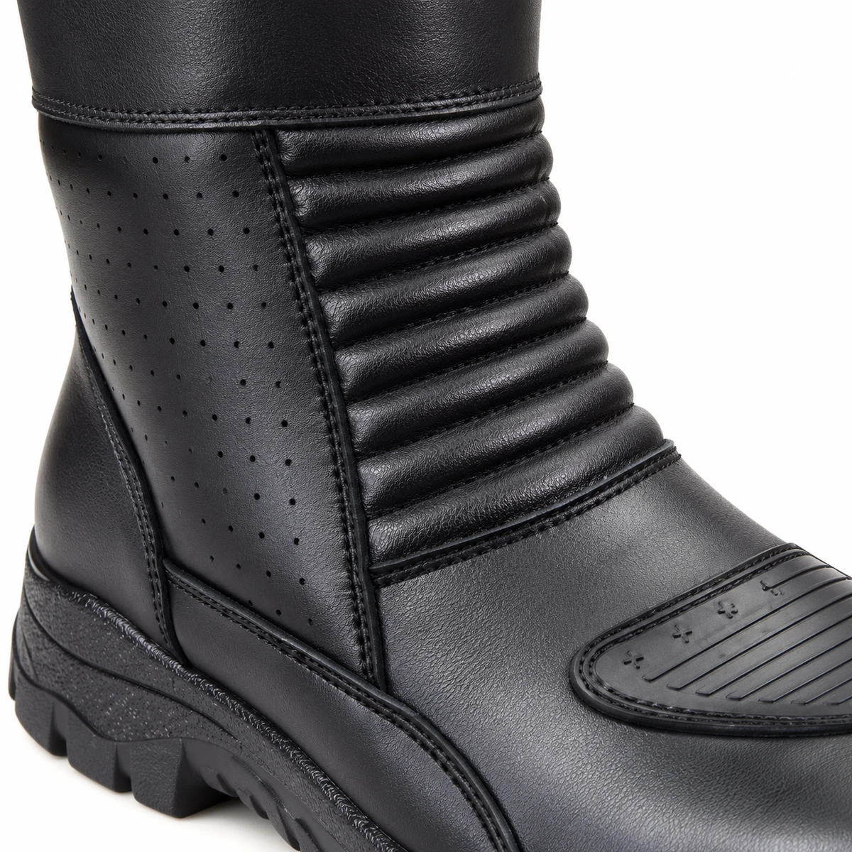 Image de bottes mixtes noires avec plis et semelle antidérapante