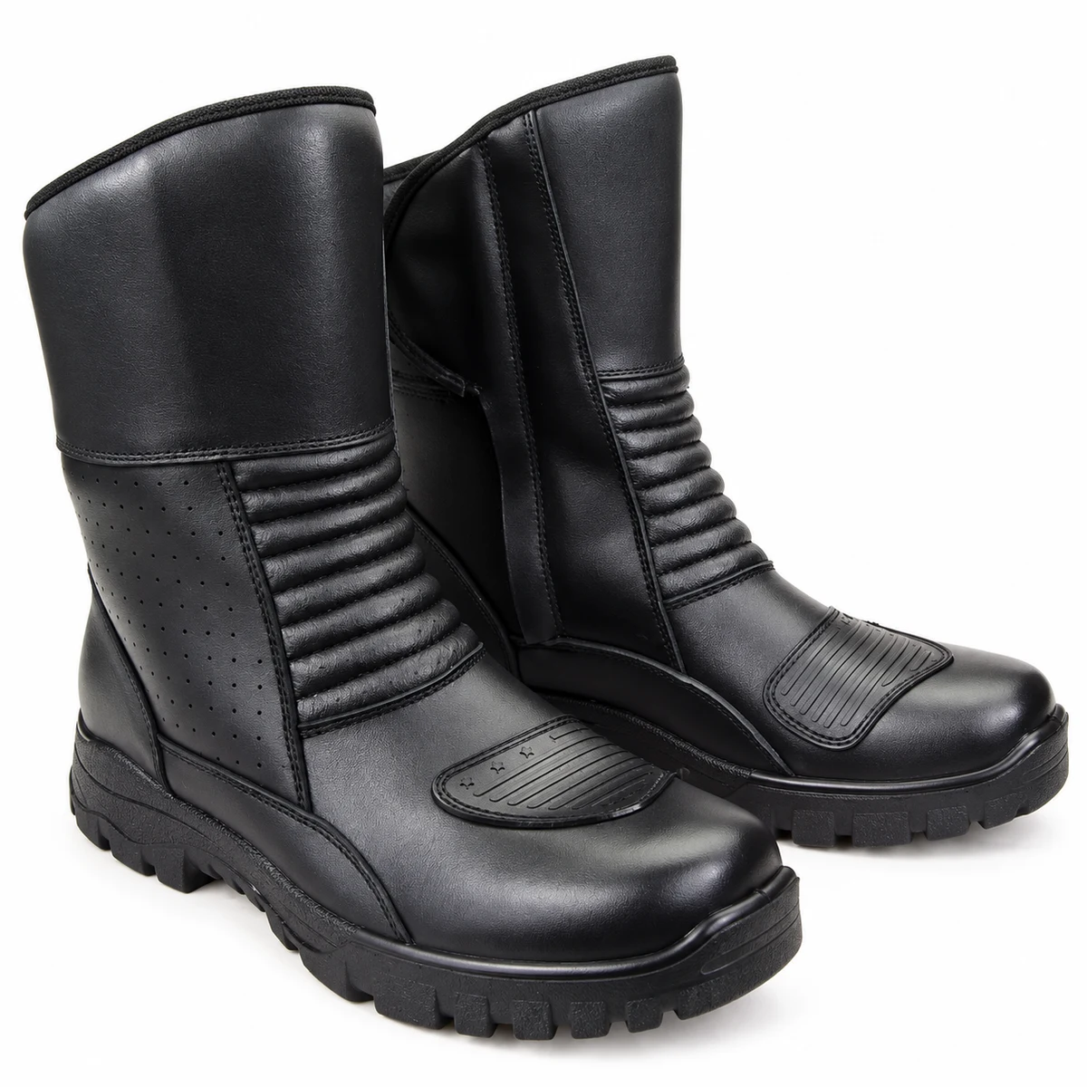 Bottes mixtes noires à plis devant et semelle crantée pour un style tendance