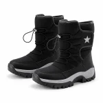 Bottes noires mixtes avec laçage et étoile fourrées pour femme