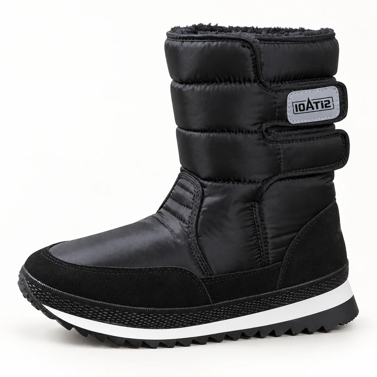 Bottes fourrées noires avec design matelassé pour hommes ou femmes