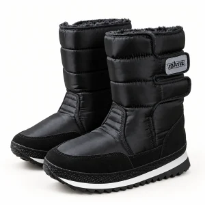 Bottes mixtes noires fourrées avec tige matelassée pour l'hiver