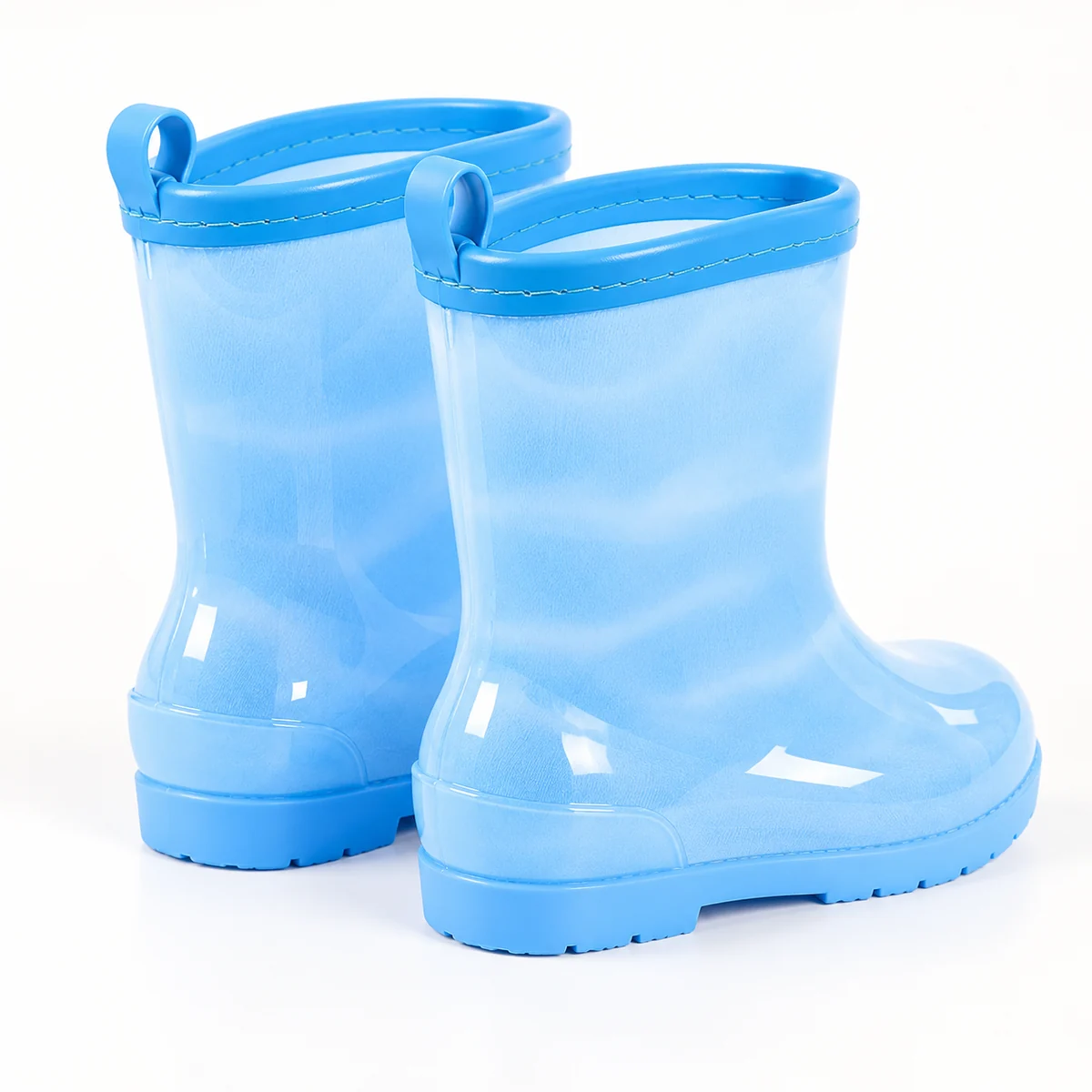 Bottes de pluie enfant bleues à bordure contrastée – Image 3