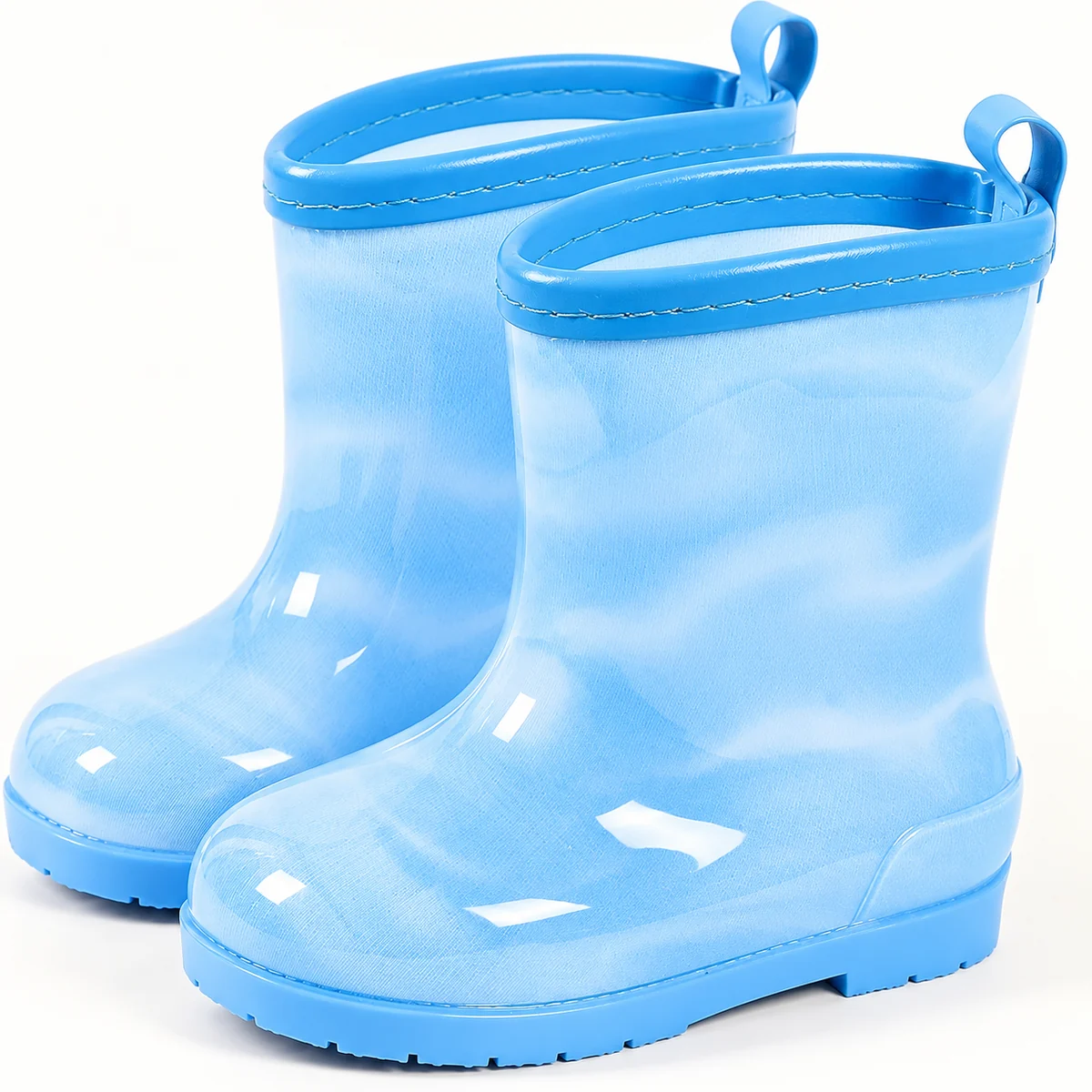 Bottes de pluie enfant bleues à bordure contrastée – Image 4