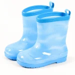 Bottes de pluie enfant bleues à bordure contrastée