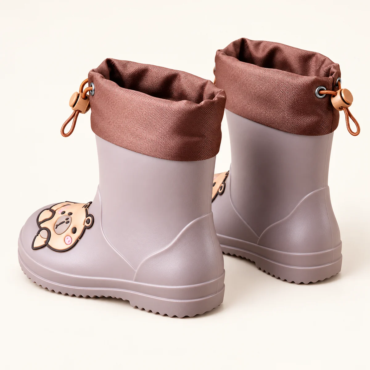 Bottes de pluie enfant café à capybara et cordon – Image 3