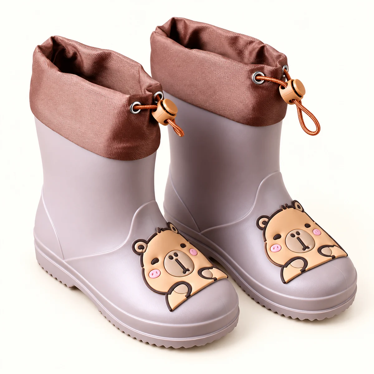 Bottes de pluie enfant café à capybara et cordon