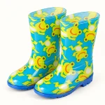 Bottes de pluie enfant vertes à grenouilles jaunes