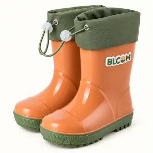 Bottes de pluie enfant à col contrastant et cordon