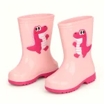 Bottes de pluie enfant roses à dinosaure