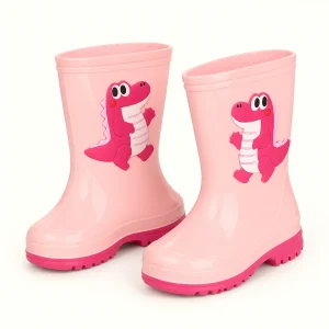 Bottes de pluie enfant roses à dinosaure