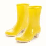 Bottes de pluie femme jaunes unies à petit talon