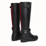Bottes de pluie femme noires à zip rouge et boucle