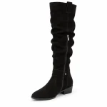 bottes western femme a petit talon noir tige haute vue de trois quarts sur fond blanc 45122