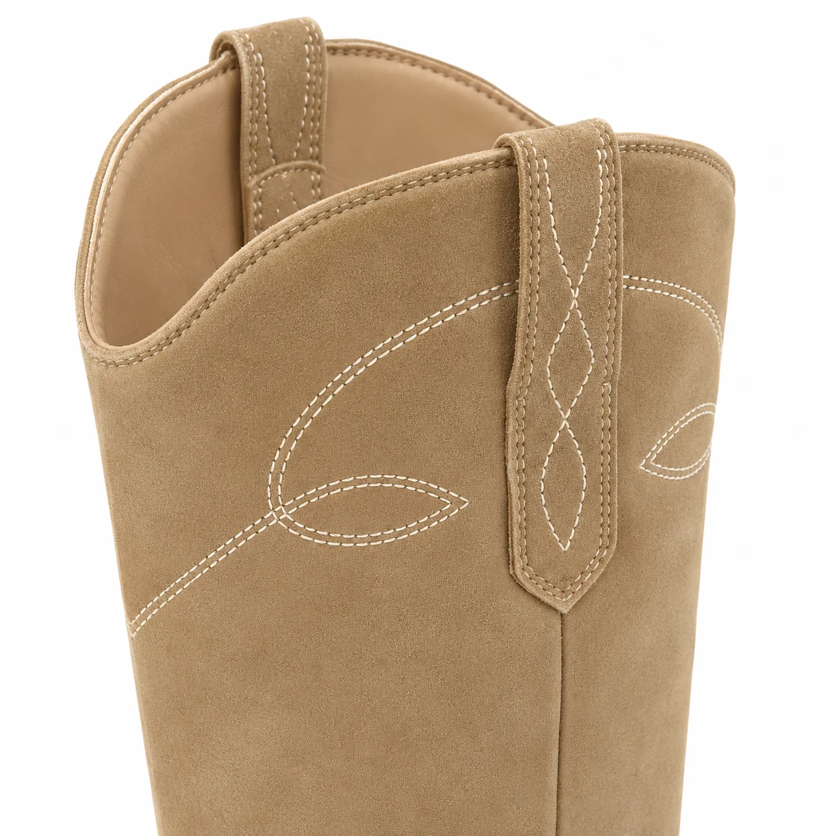 Chaussures western à couture décoratives pour femme en teinte beige