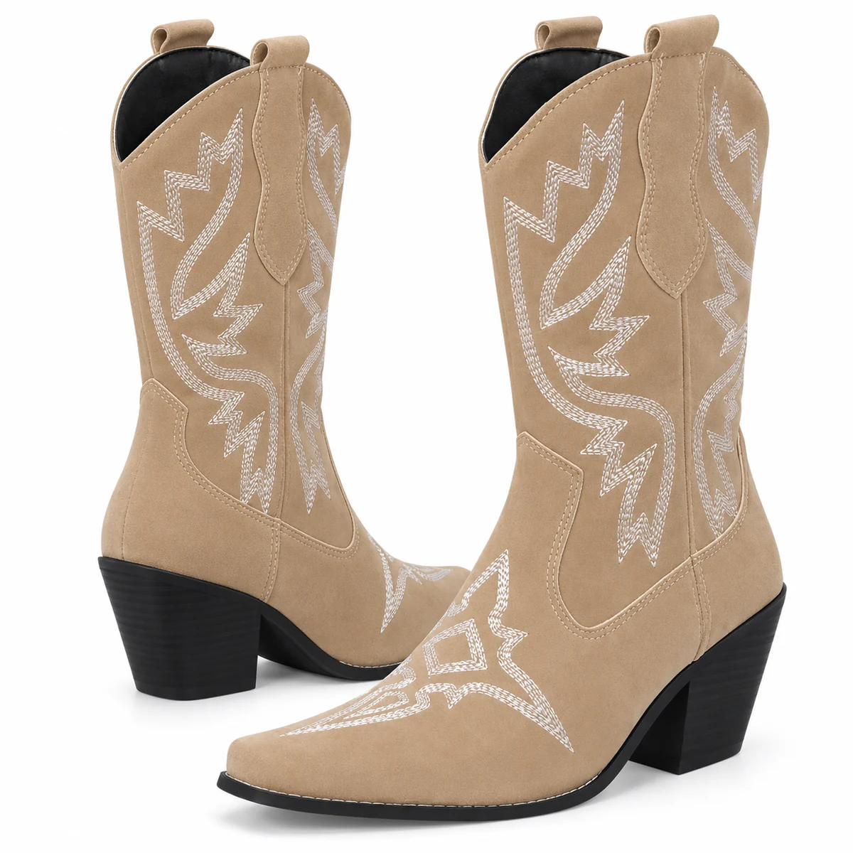 Chaussures western femme beiges à motifs légers pour tenue élégante