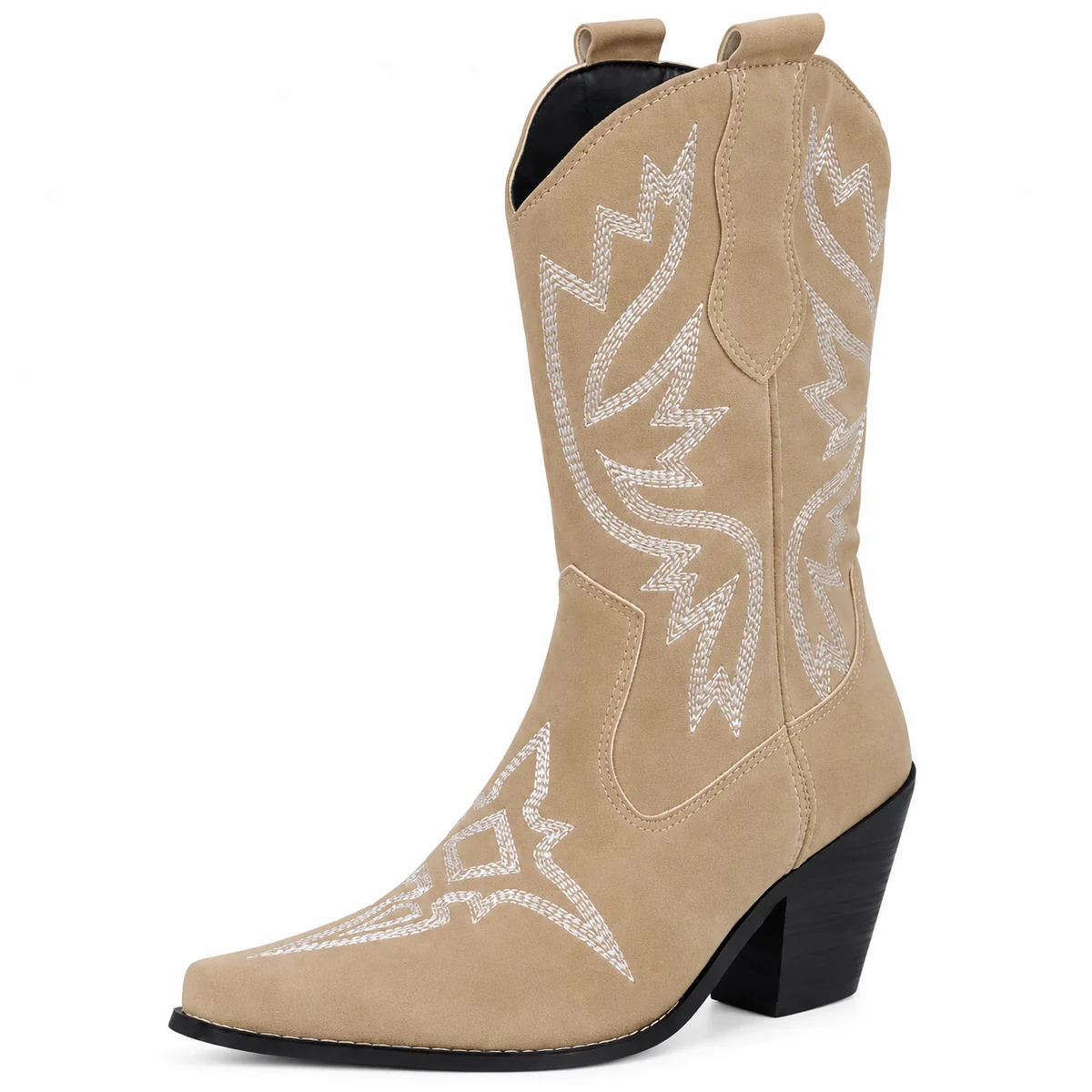 Bottes de cowboy pour femme beiges à motifs subtils en style western