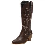 Bottes cowboy femme marron avec broderies contrastantes élégantes