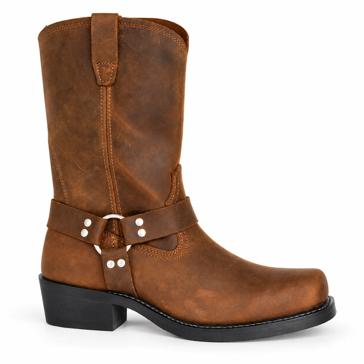 Chaussures western homme marron à harnais pour style cow-boy