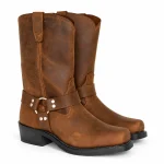 Bottes western homme marron avec harnais et rivets élégantes