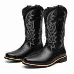 Bottes western homme noires à motif spiralé