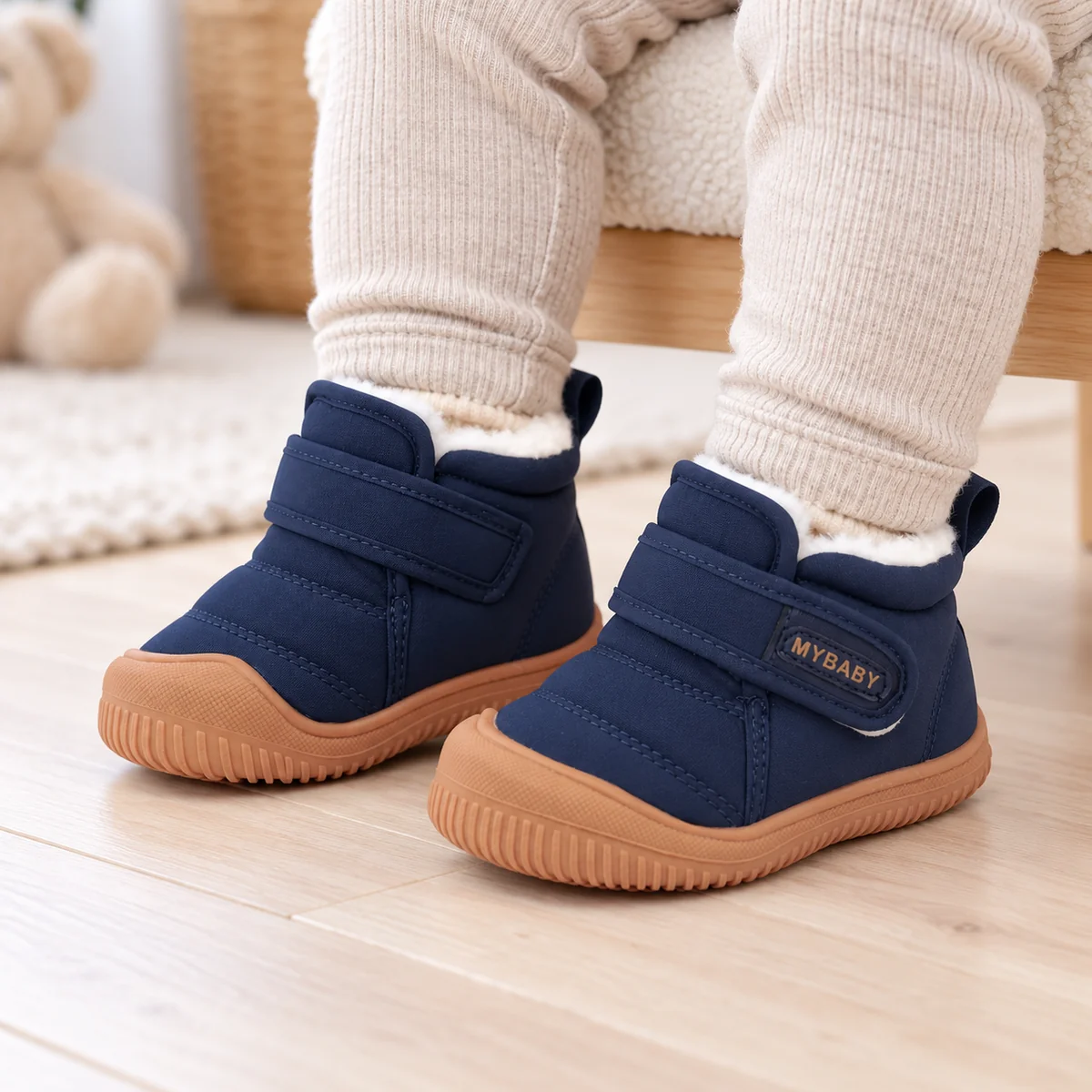 bottines bebe bleues fourrees a scratc 44545 10a porte