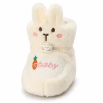 Bottines bébé fille blanches fourrées avec oreilles de lapin confortables
