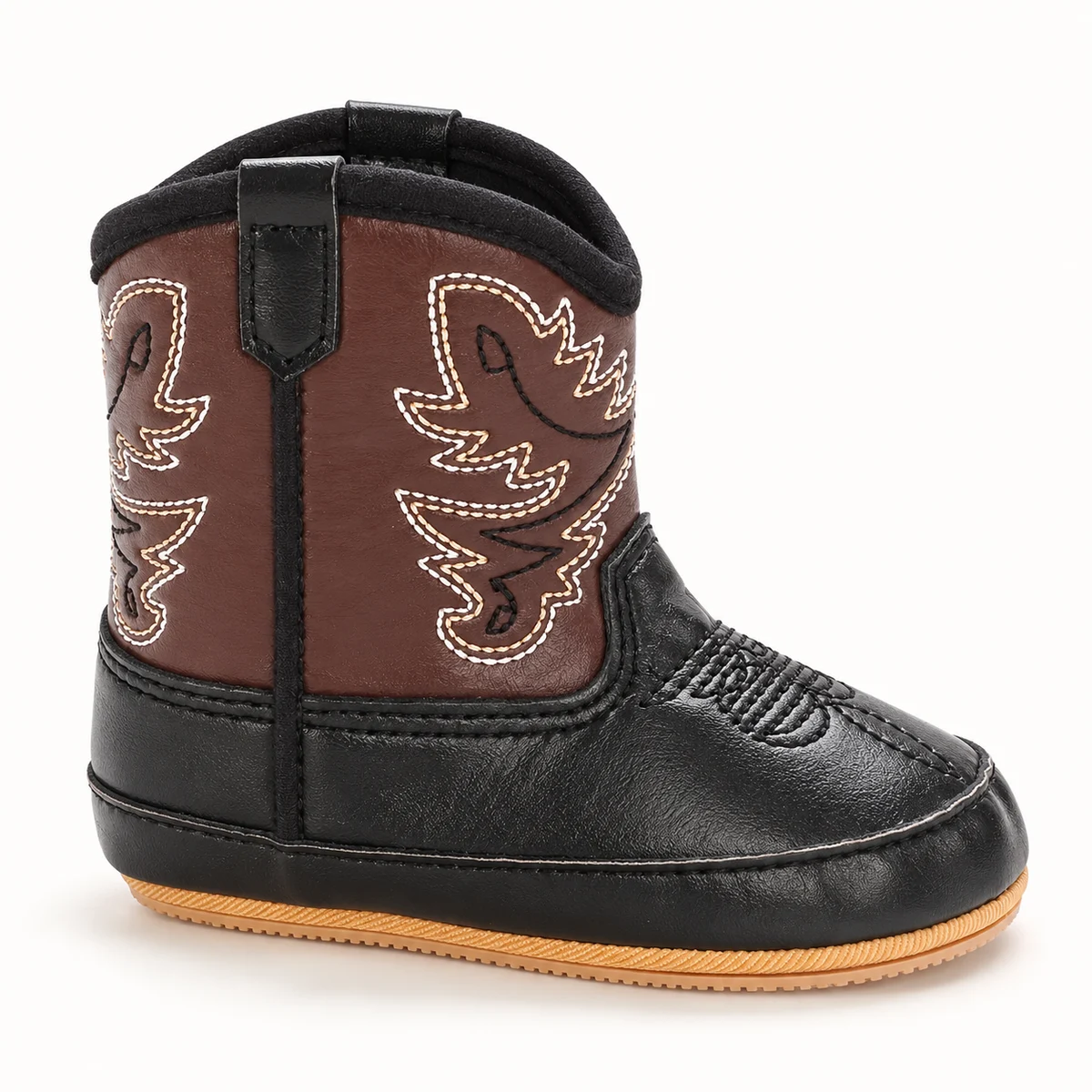 Chaussures bébé noires avec broderies western pour garçon ou fille