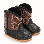 Bottes bébé noires avec broderies western élégantes