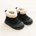 Bottines bébé noires fourrées en microfibre avec zip pour hiver