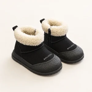Bottines bébé noires fourrées en microfibre avec zip pour hiver