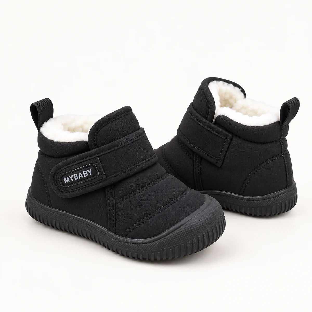 Chaussures bébé noires avec isolation thermique et fermeture scratch