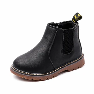 Bottines Chelsea noires pour enfant avec semelle contrastante élégantes