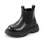 Bottines Chelsea pour enfant noires avec zip et semelle épaisse